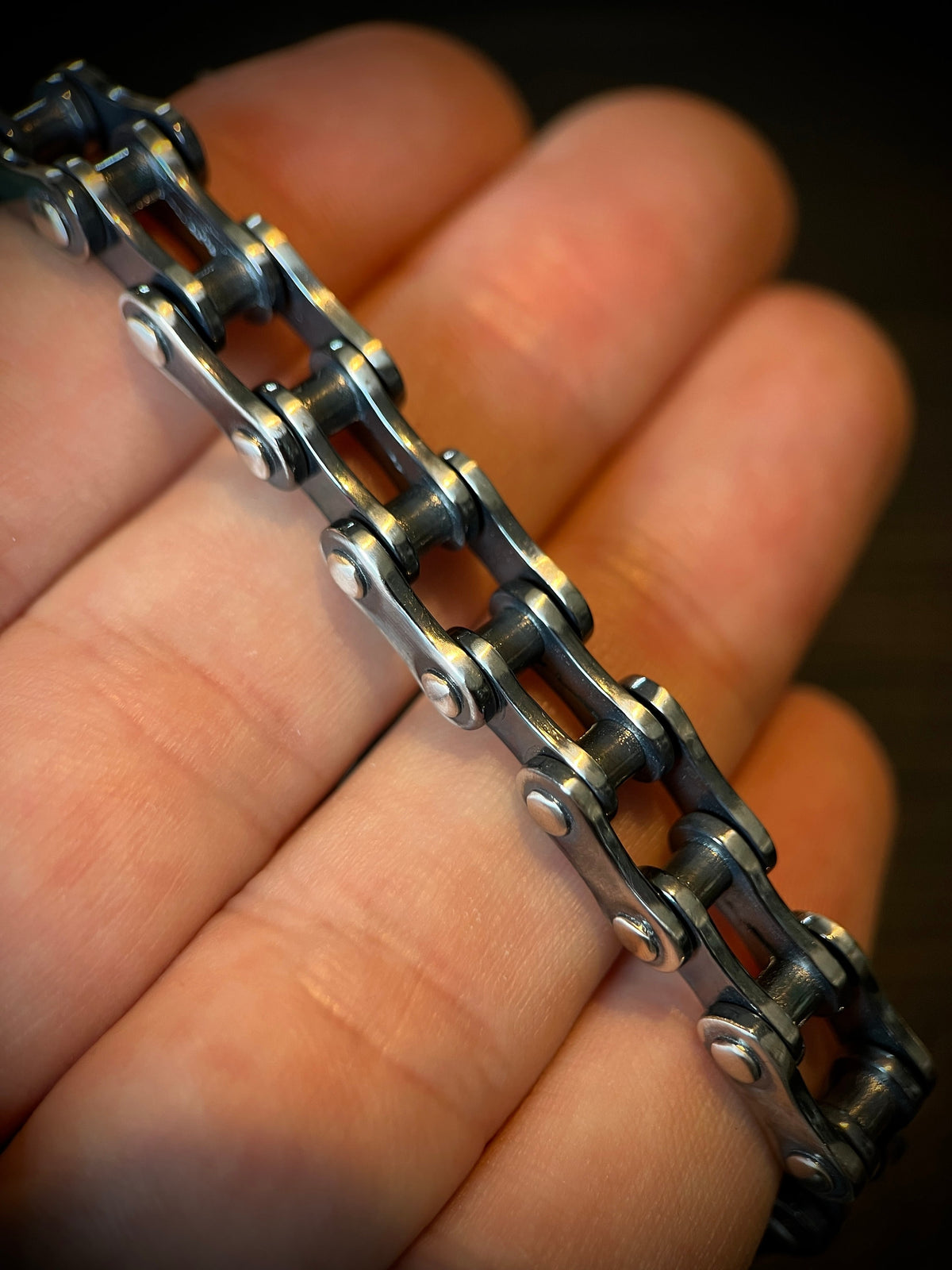 Handmade Oxidized & Distressed 925 Sterling Silver Bike Chain Bracelet – Unisex Jewelry