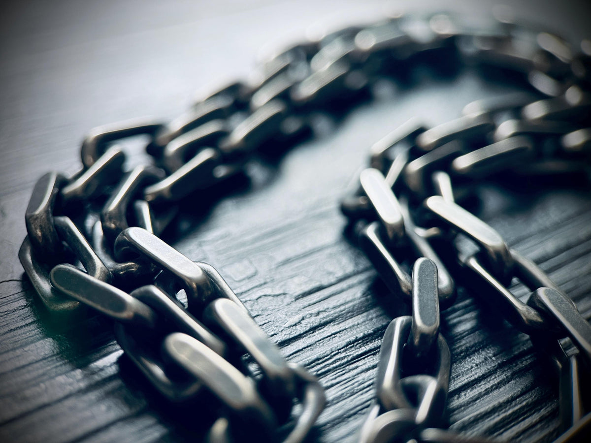 Thick Chunky Heavy Distressed Silver Stainless Steel Cable Link Boxy Chain Necklace