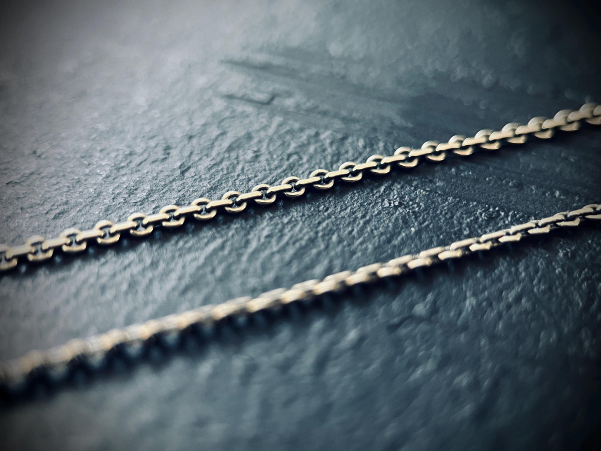 Slim Minimalist Rustic 925 Sterling silver Box Cable Chain Necklace for Pendants - 50cm