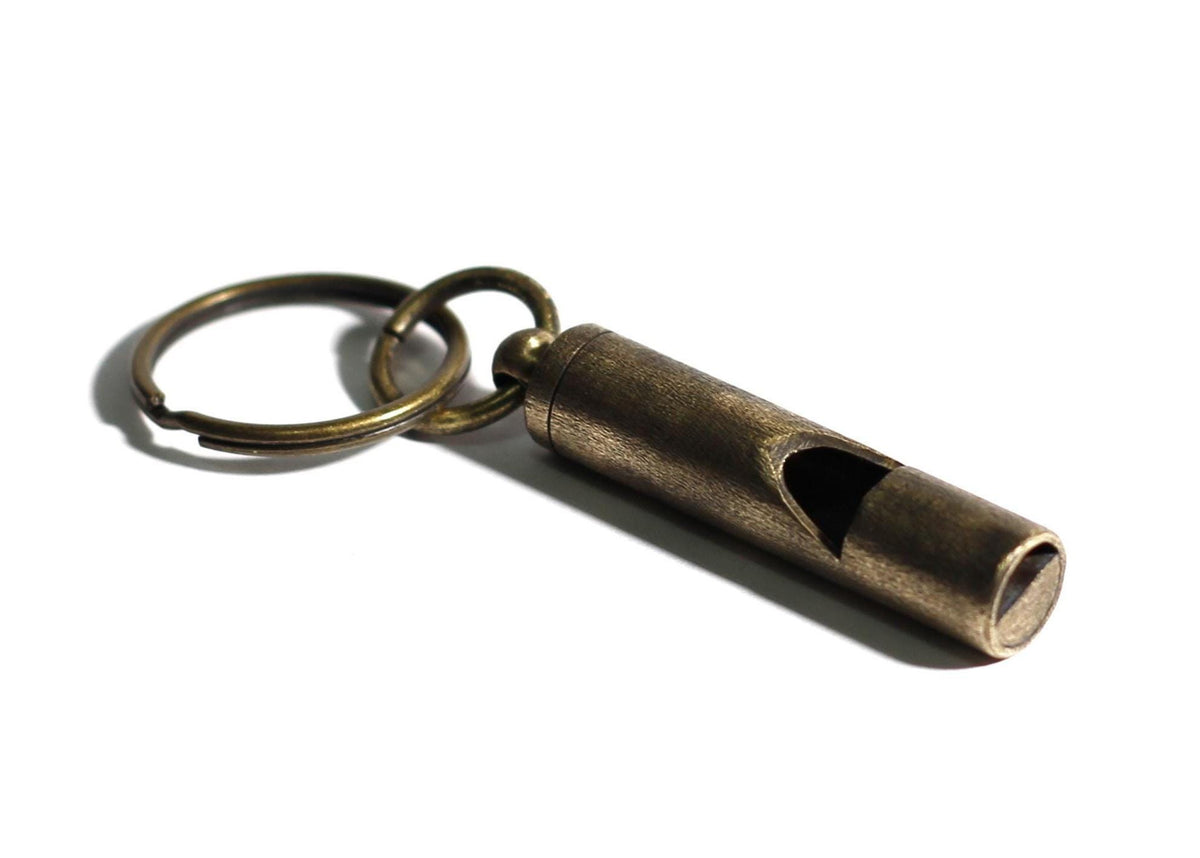 Fully Functional Vintage Distressed Rustic Brass Whistle Keychain / EDC / Everyday Carry/ Survival / Dog Whistle / Bird Whistle / Emergency