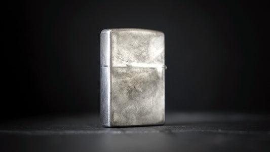 Customised Brushed Rustic Chrome Zippo Lighter: Distressed Oxidized Vintage Style Finish