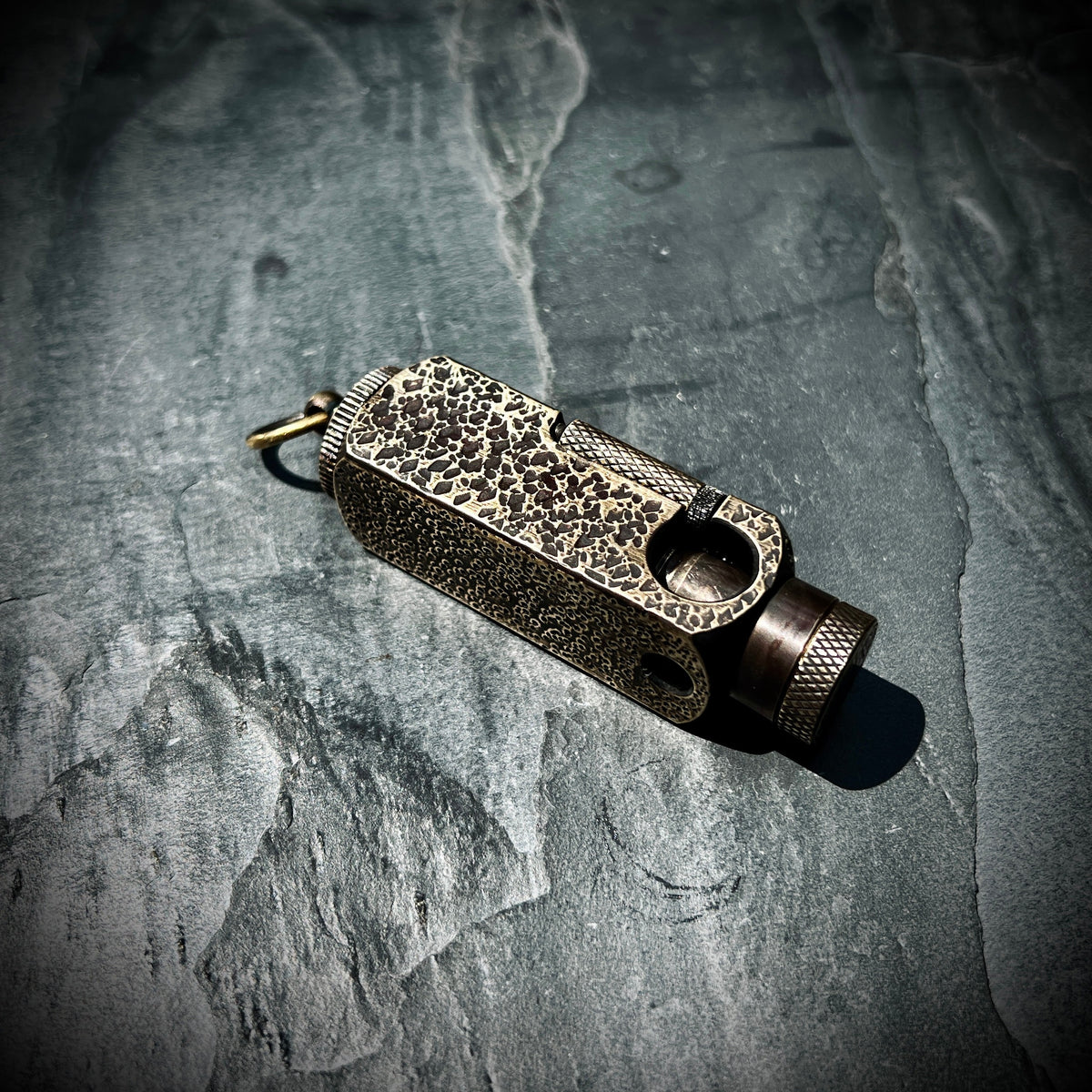Distressed & Oxidised Vintage Patina Battle Worn Abstract Solid Brass Heavy Metal Trench Art War Lighter / EDC / Everyday Carry / Collectors