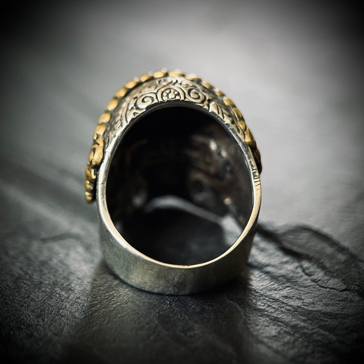Sterling Silver Tibetan Skull Ring: Handmade Garnet Gemstone Eyes
