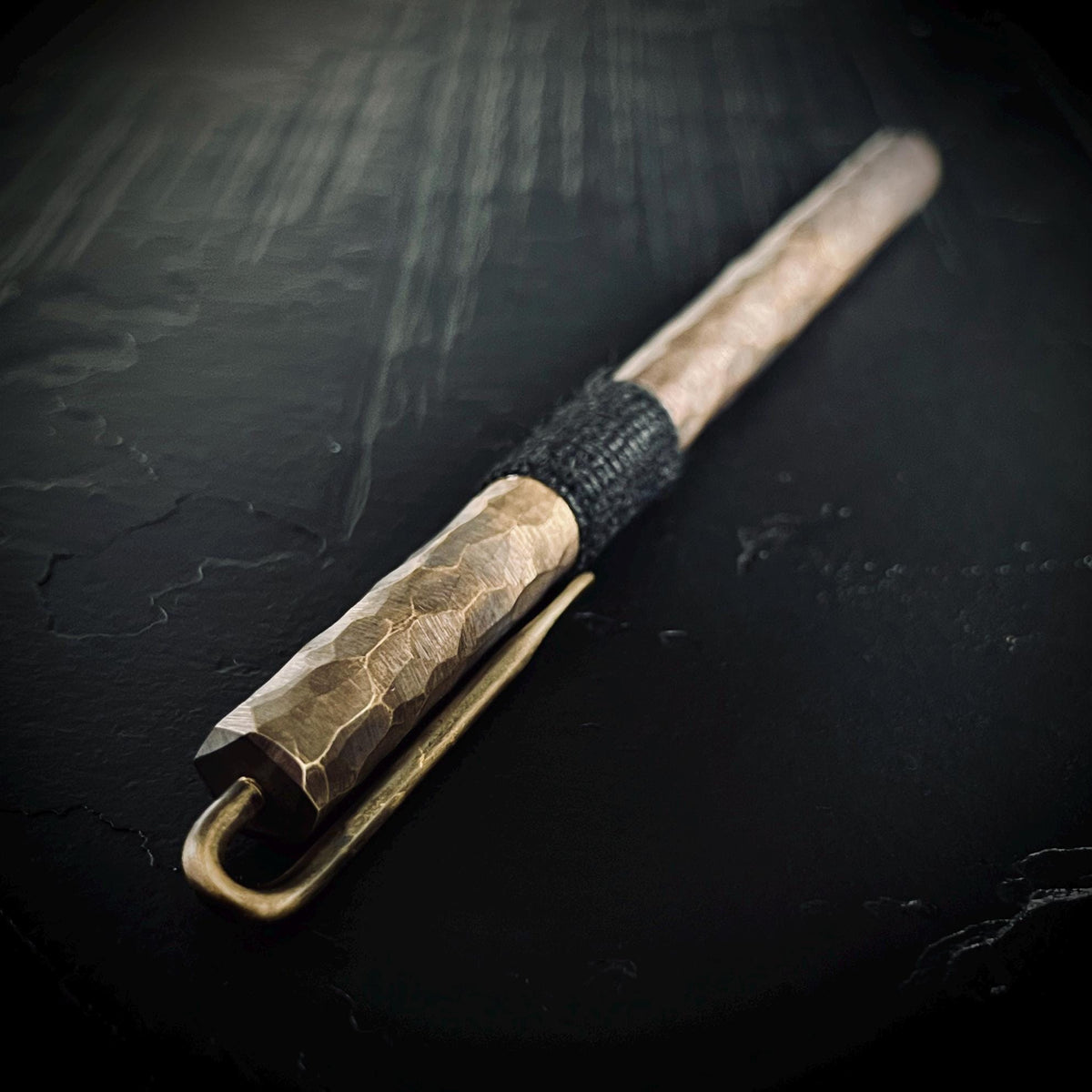 Hammered Distressed Honeycomb Pattern Ballpoint Brass Pen with Grip and Shirt Clip / Accessory / Writer / Notebook / Notes / EDC