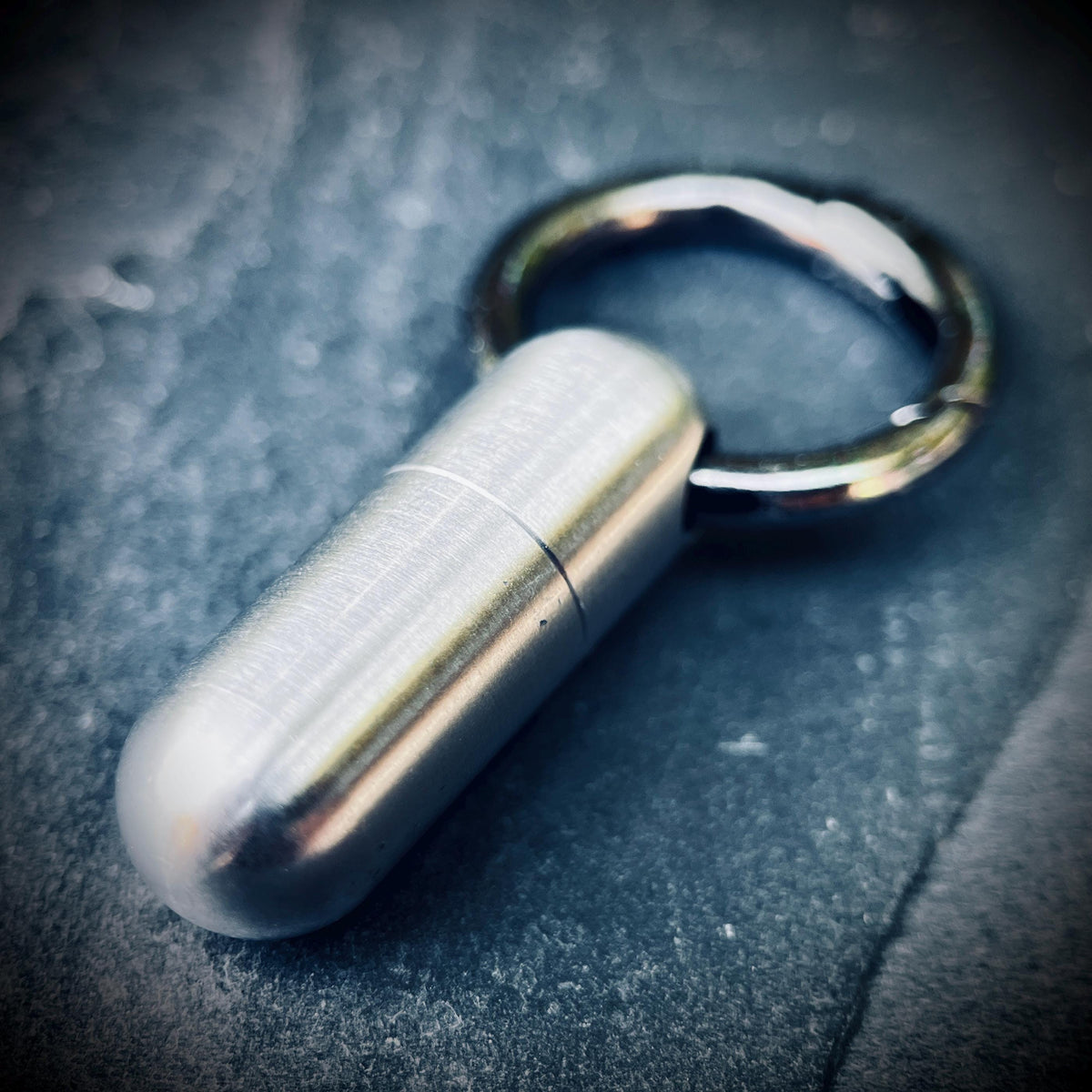 Silver Stainless Steel Titanium Waterproof Pill Bottle Capsule Keychain / Keyring / Carabiner / Survival EDC / Container / Pocket