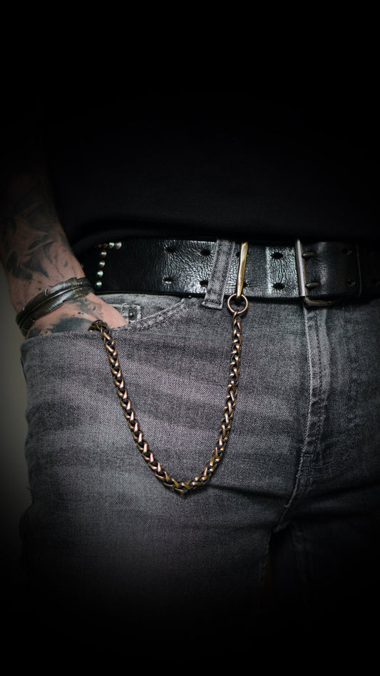 Distressed Oxidised Solid Brass Belt Loop Fish Hook Wallet Chain Accessory / EDC / Everyday Carry / Mens / Unisex / Key Holder / Keychain