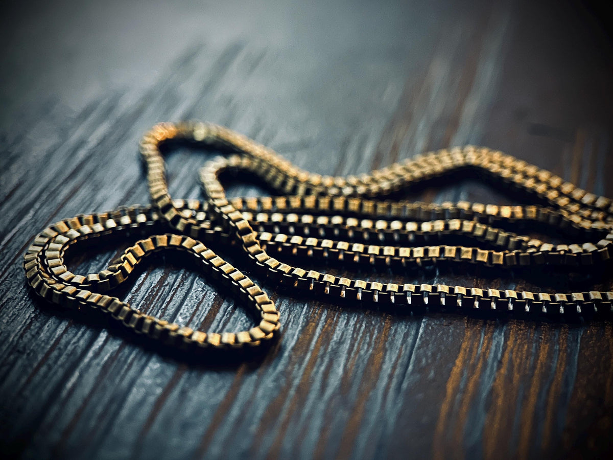 Slim Minimalist Rustic Brass Box Chain Necklace for Matching Pendants - 60cm