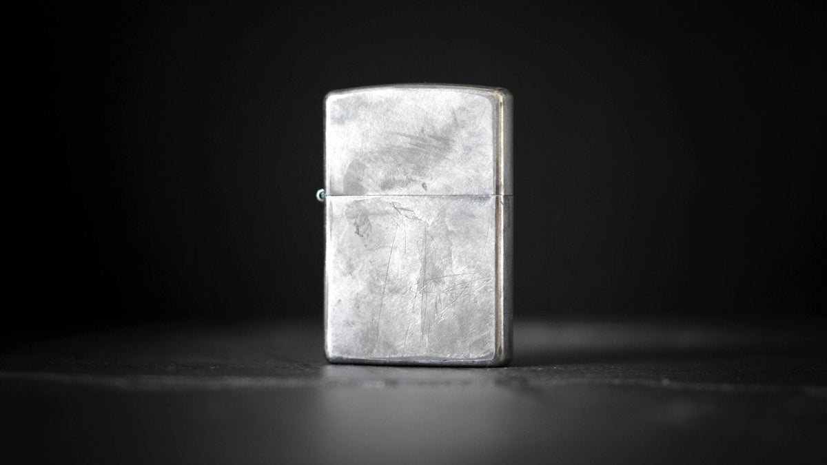 Customised Brushed Rustic Chrome Zippo Lighter: Distressed Oxidized Vintage Style Finish