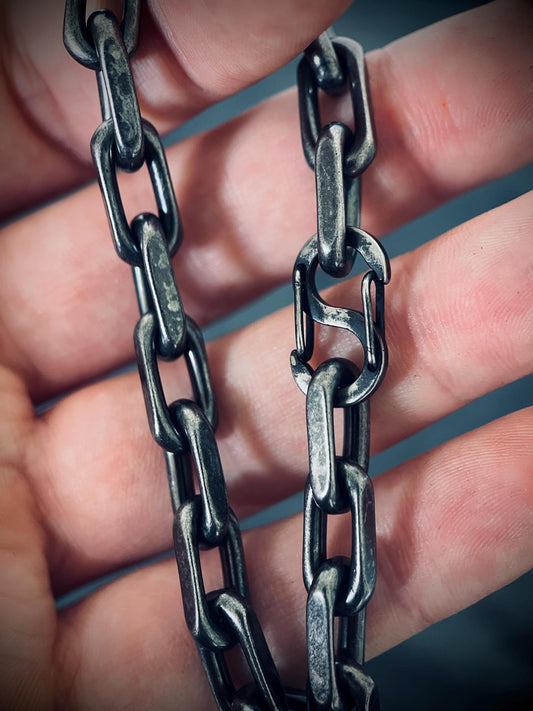 Oxidized Titanium Steel Cable Chain Bracelet – Rustic Mens Jewelry