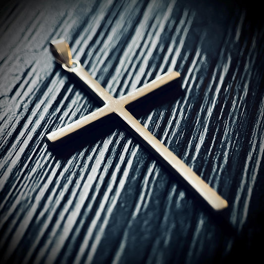 Large Handmade 925 Solid Sterling Silver Simple Minimalist Plain Cross Crucifix Pendant