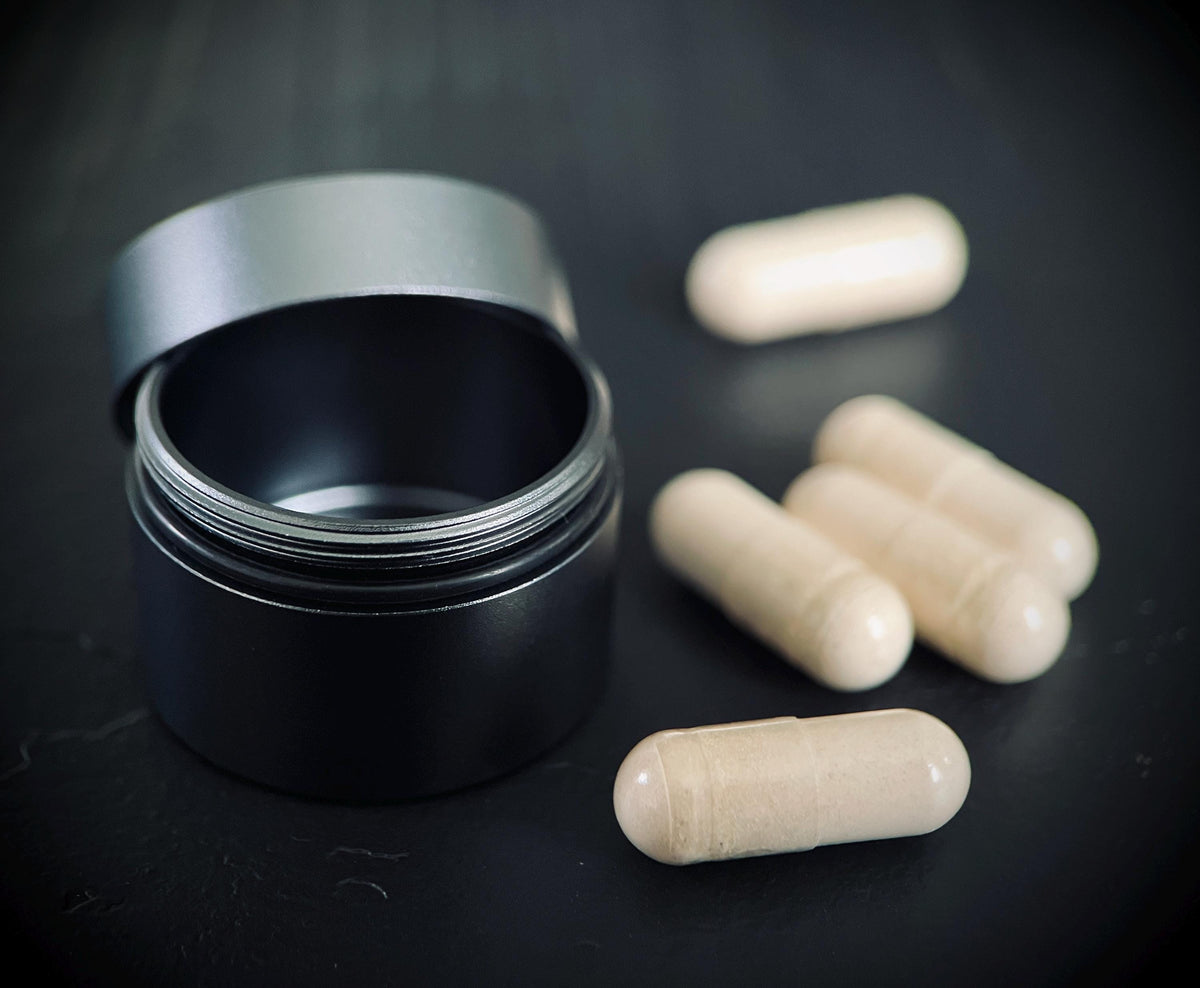 Gunmetal Aluminum Pill Capsule: Waterproof Pocket Stash Box
