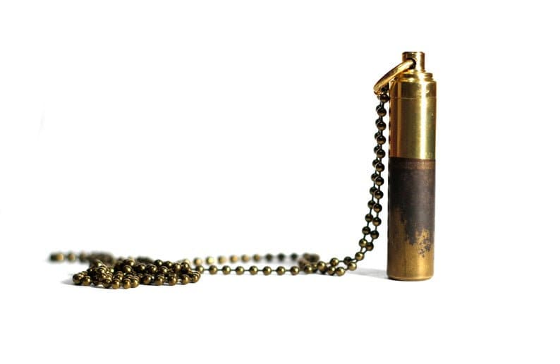 High Contrast 2-Tone Brass Vial Necklace: Waterproof Stash Capsule Pendant