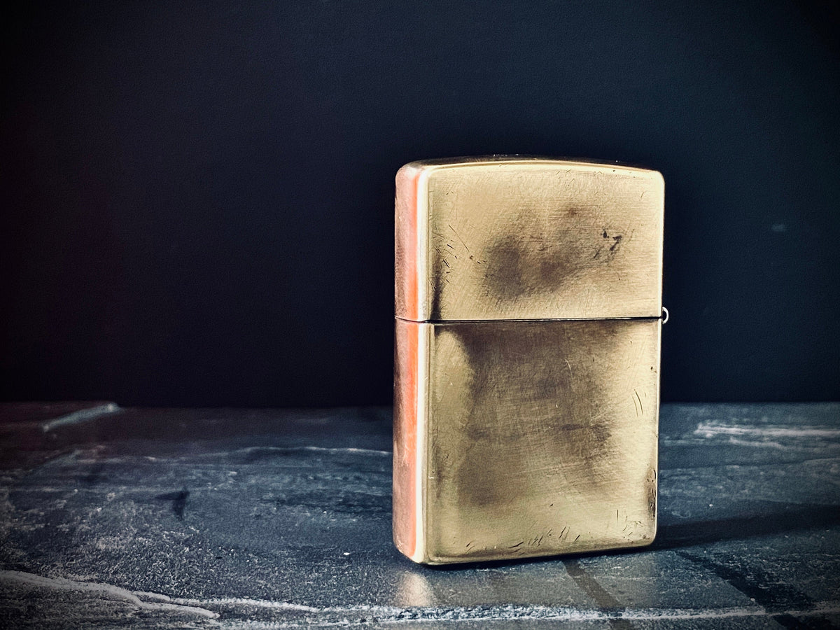 Brushed Brass Distressed & Oxidised Vintage Aged Style Worn Gold Custom Zippo Lighter / EDC / Everyday Carry / Outdoor / Survival
