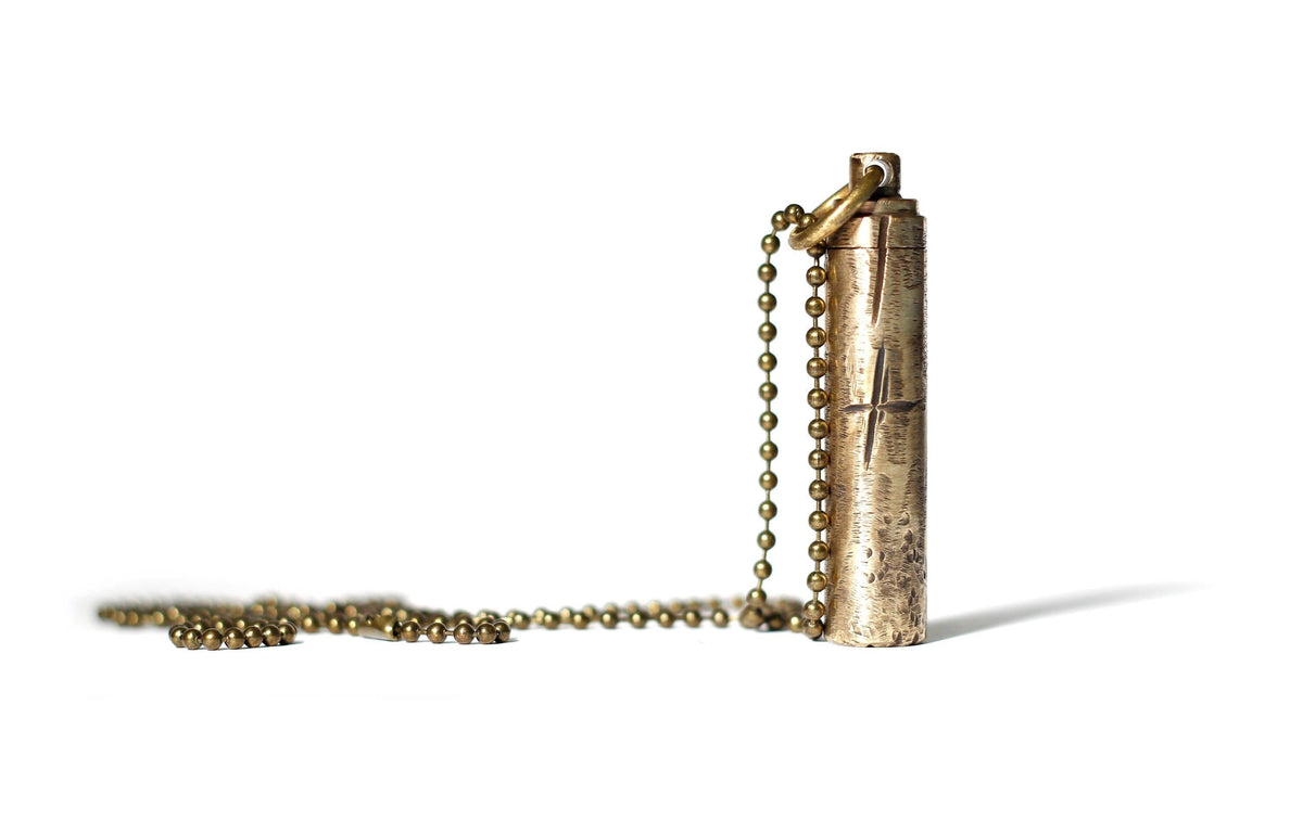 Distressed Brass Capsule Pendant: Secret Stash Vial Necklace