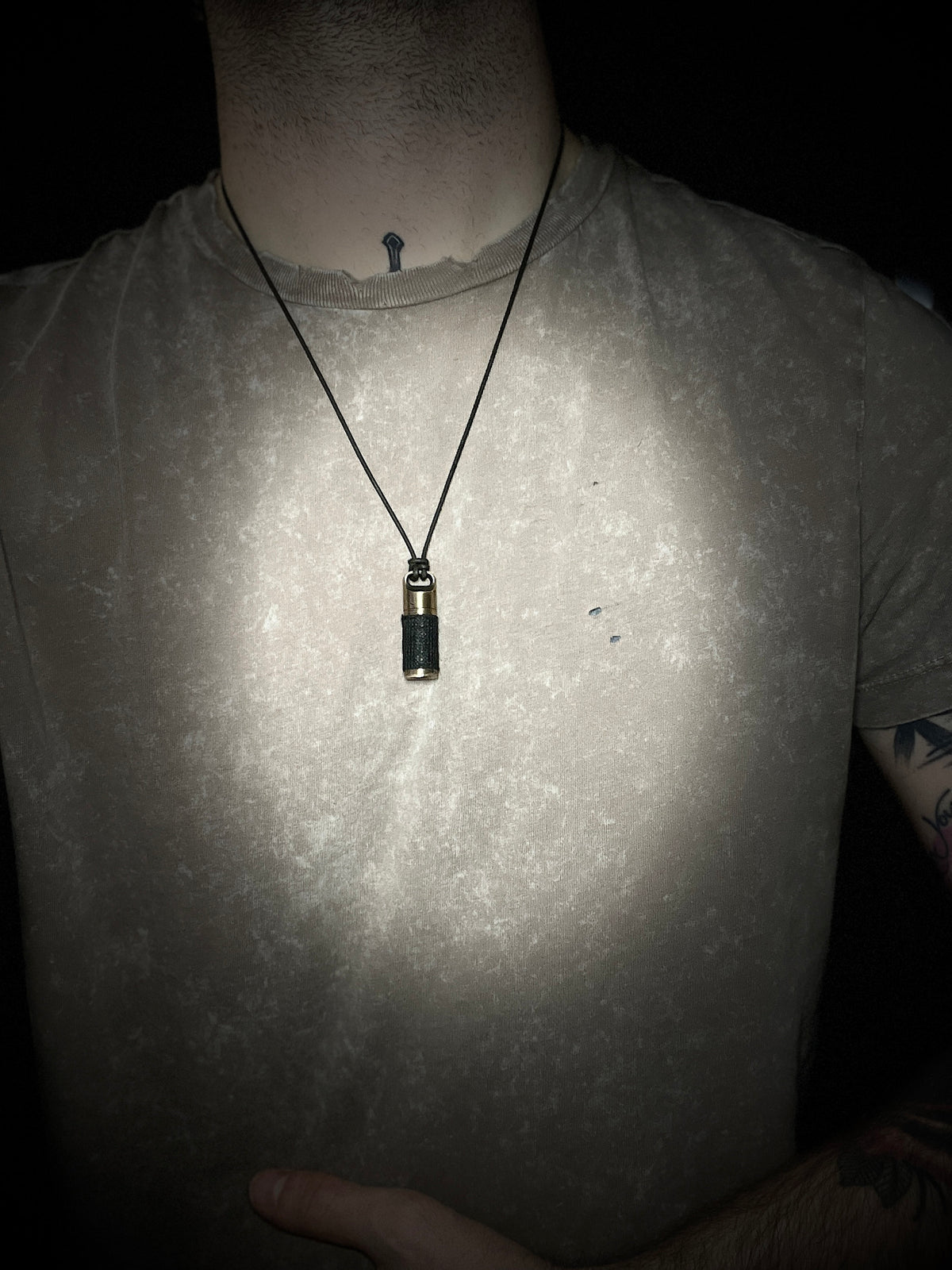 Rustic Solid Brass Small Pill Vial Distressed Shotgun Shell Capsule Stash Urn Pendant with Leather Cord Necklace / EDC / Everyday Carry