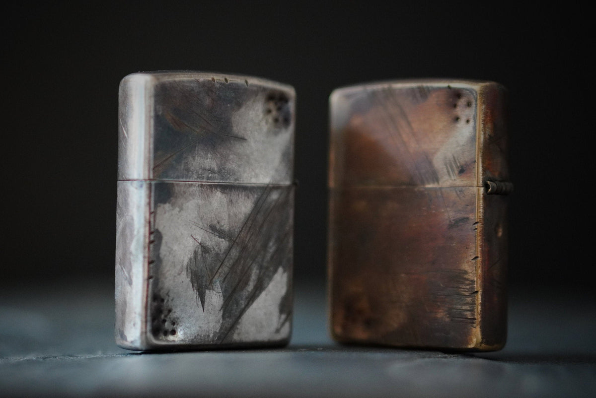 Heavily Distressed Aged & Oxidised Vintage Style Battle Damaged Custom Zippo Lighter / Silver / Chrome / Bronze / Patina / EDC