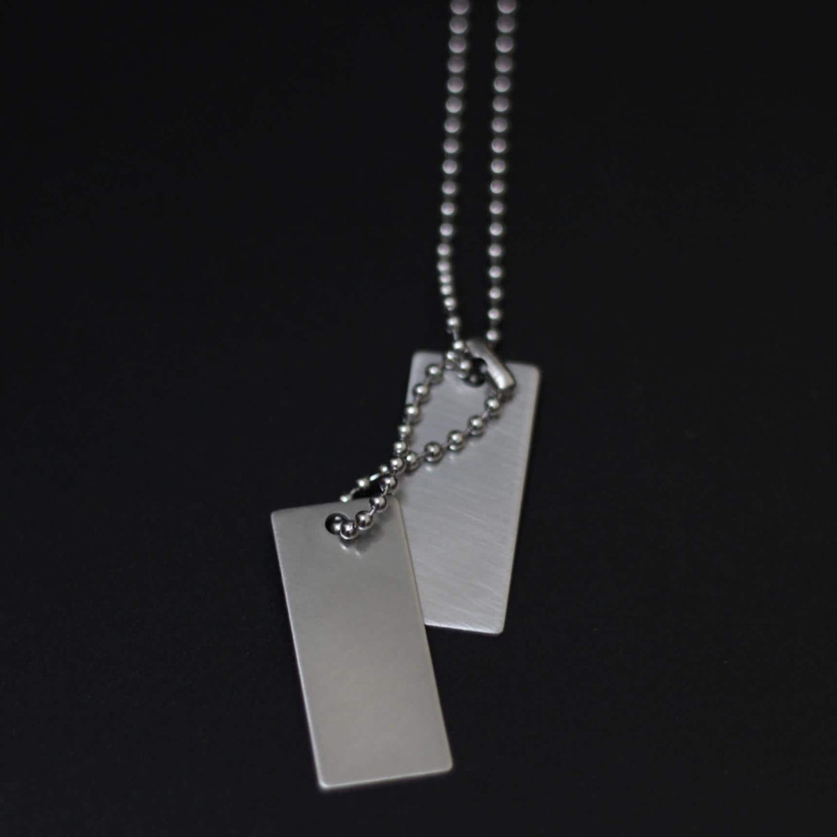 Handmade Matte Brushed Stainless Steel Rectangular Dog Tags Necklace