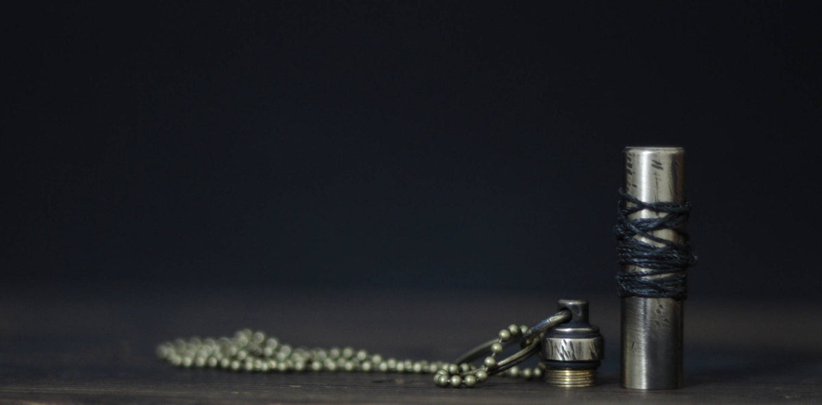 Rustic Rope Wrapped Distressed Solid Brass Vial Bullet Screw Capsule Pendant & Necklace