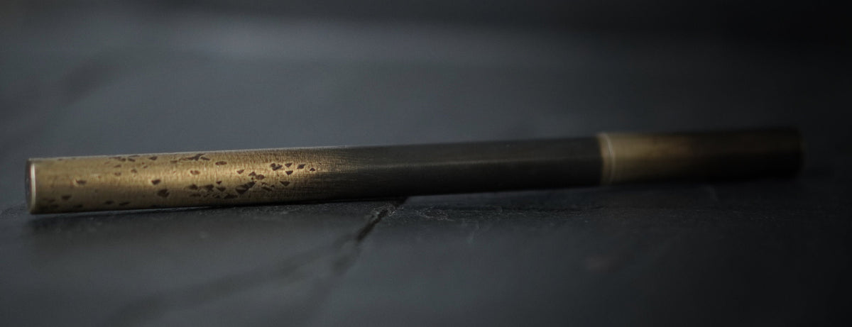 Handmade Two-Tone Solid Brass Pen: Distressed, Oxidized Finish