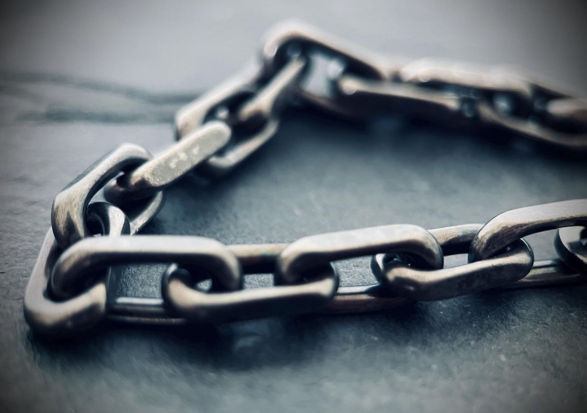 Oxidized Titanium Steel Cable Chain Bracelet – Rustic Mens Jewelry