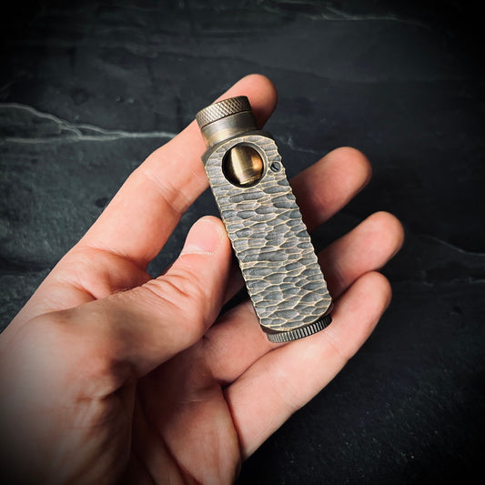 Vintage Style Battle Worn Solid Distressed Brass Heavy Metal Trench Art War Lighter with Textured & Hammered Surface / EDC / Collectors