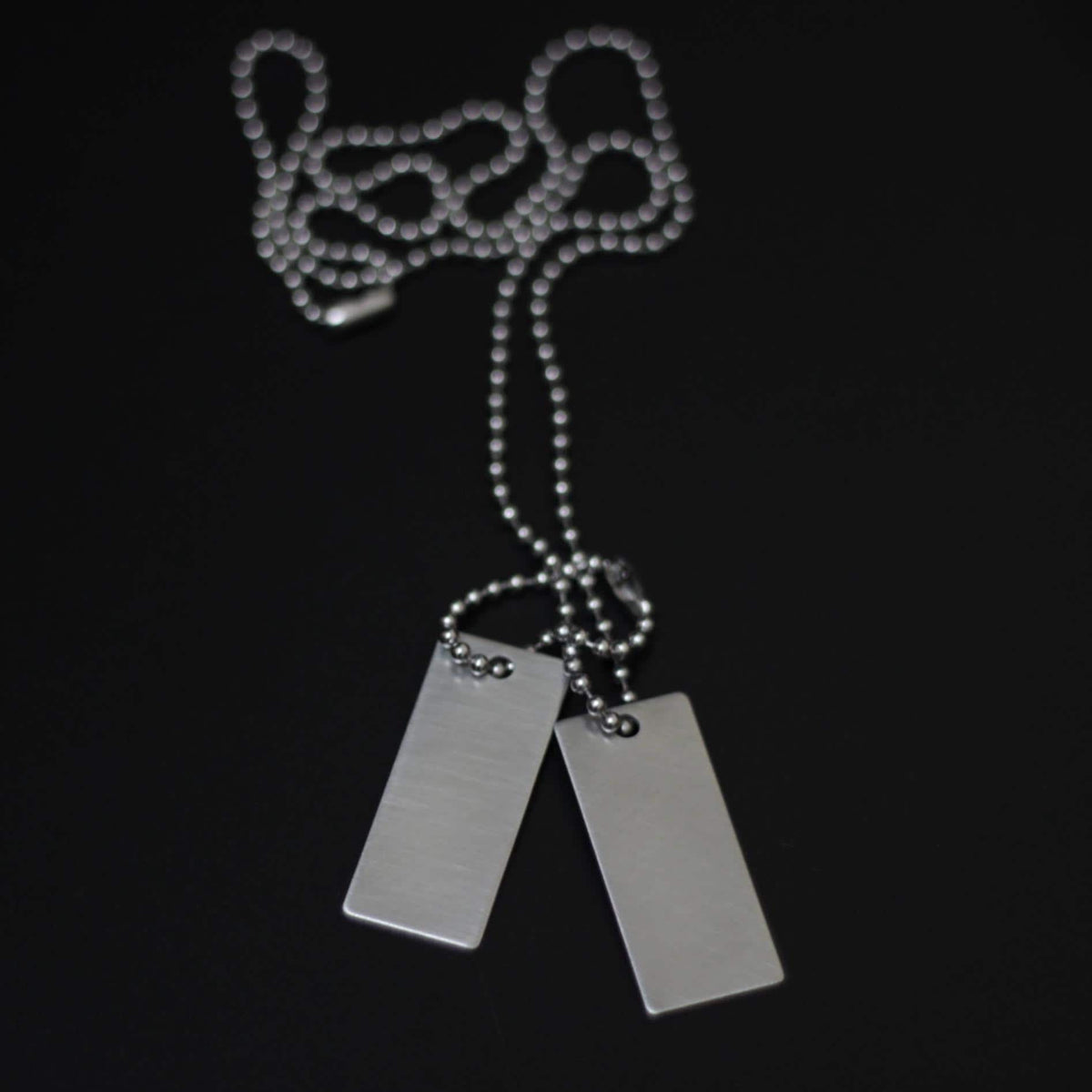 Handmade Matte Brushed Stainless Steel Rectangular Dog Tags Necklace