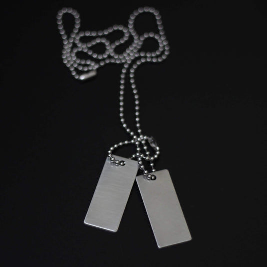 Handmade Matte Brushed Stainless Steel Rectangular Dog Tags Necklace
