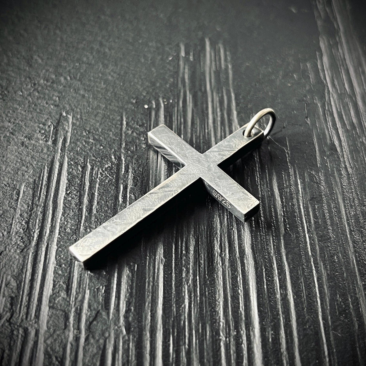 Distressed Handmade 925 Solid Sterling Silver Simple Minimalist Plain Cross Crucifix Pendant