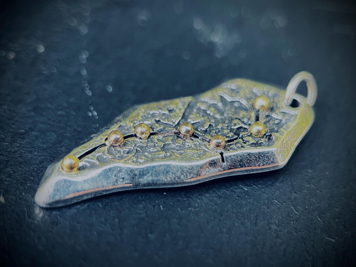 Rustic Oxidised 925 Sterling Silver Plated Big Dipper Star System Celestial Galaxy Pendant