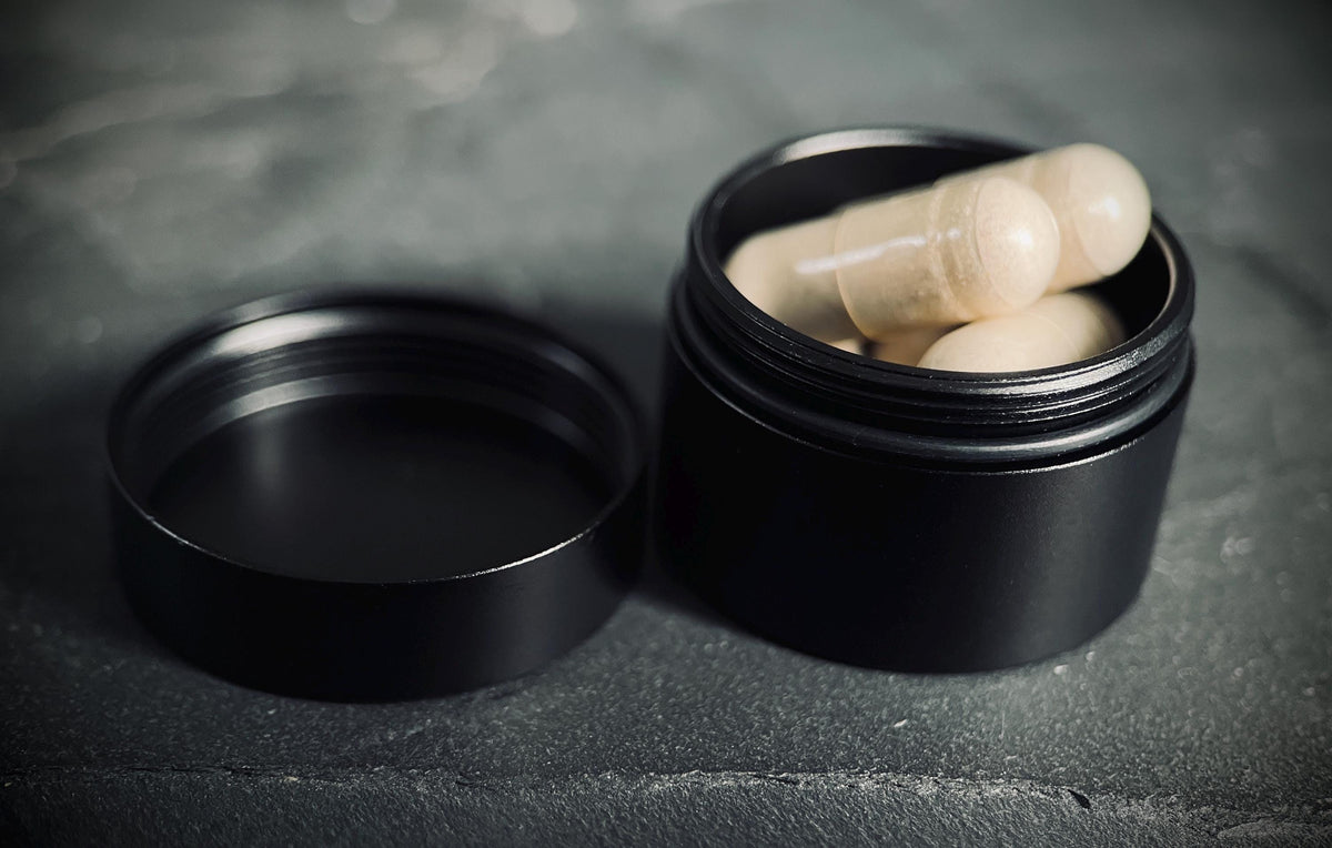 Brushed Black Aluminum Pill Capsule: Waterproof Pocket Stash Box