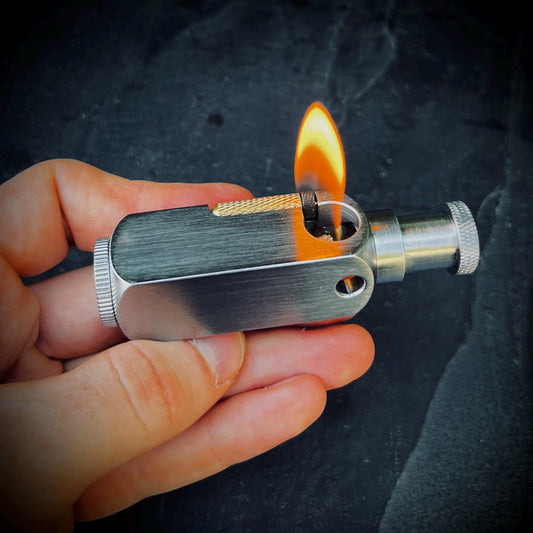 Vintage Style Solid Matte Brushed Silver Stainless Steel Heavy Metal Trench Art War Lighter / EDC / Everyday Carry / Survival Gear