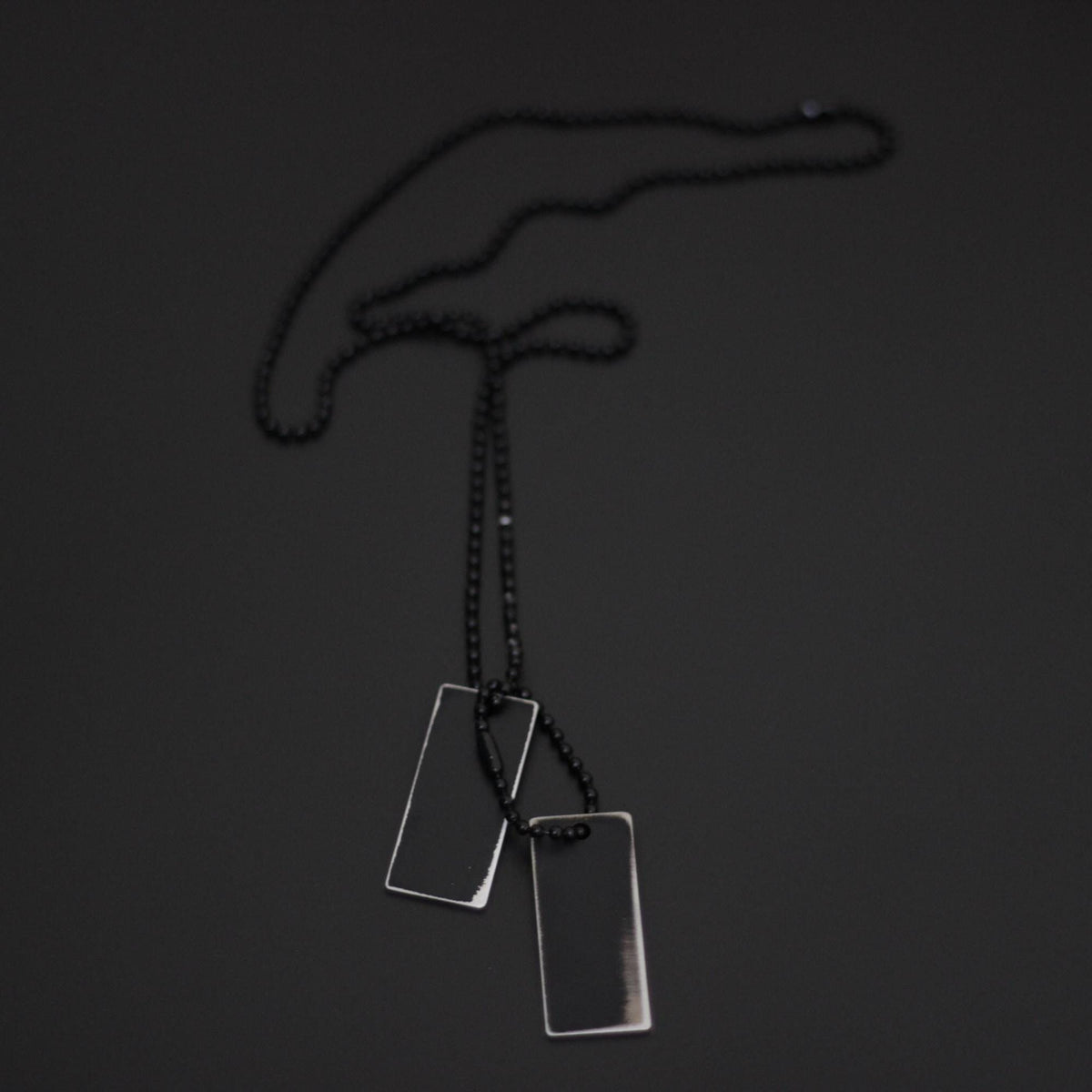Matte Black Stainless Steel Dog Tag Necklace: Rustic Rectangular Pendant