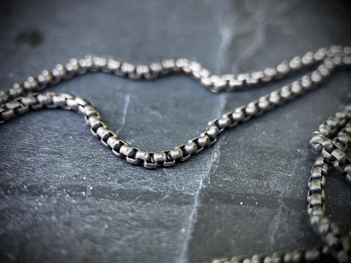 Rustic Solid Stainless Steel Blackened Silver Arrowhead Pendant & 24" Inch Matching Necklace – Oxidised and Distressed