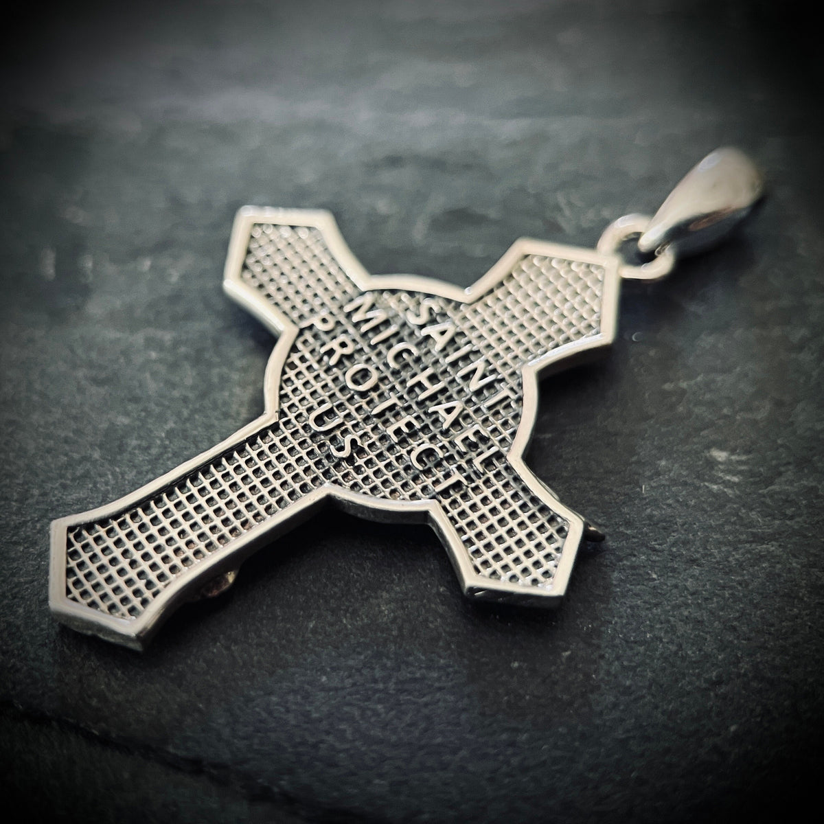 Archangel - 925 Solid Sterling Silver Handmade Saint Michael "Protect Us" Cross Pendant with Presentation Gift Box
