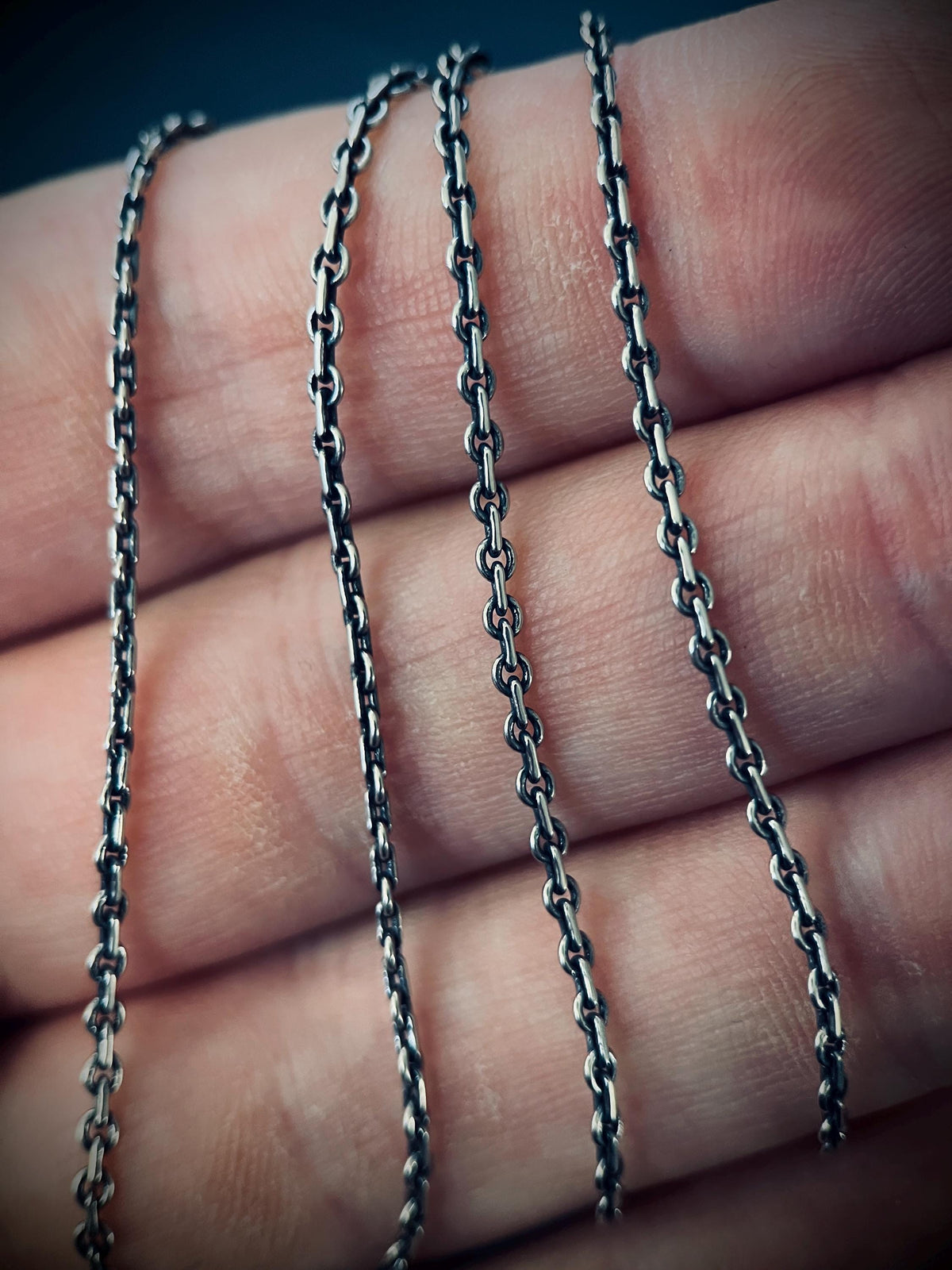 Slim Minimalist Rustic 925 Sterling silver Box Cable Chain Necklace for Pendants - 50cm