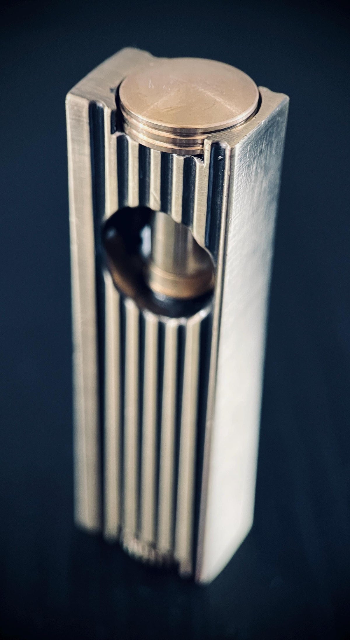 Sleek Art Deco 1920's Vintage Style Solid Brass Heavy Grooved Rustic Trench Art Custom Lighter / EDC / Everyday Carry / Light