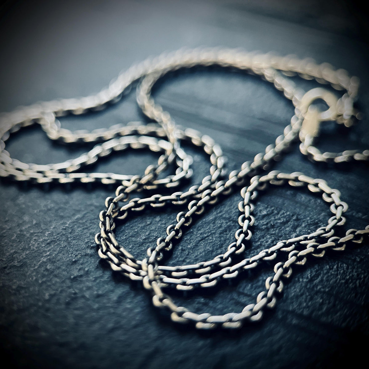 Slim Minimalist Rustic 925 Sterling silver Box Cable Chain Necklace for Pendants - 50cm