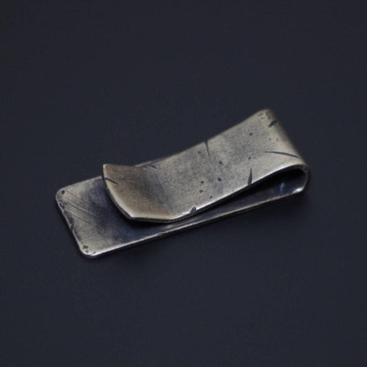 EDC Oxidised Distressed Rustic Brass EDC Money Clip, Battle Damaged Style
