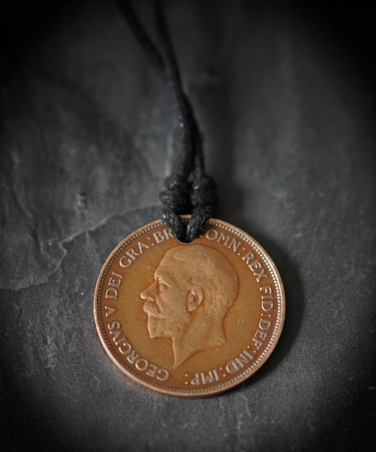Edwardian Copper Penny Necklace: Distressed King Coin Pendant