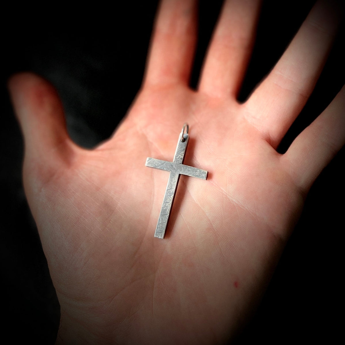 Distressed Handmade 925 Solid Sterling Silver Simple Minimalist Plain Cross Crucifix Pendant