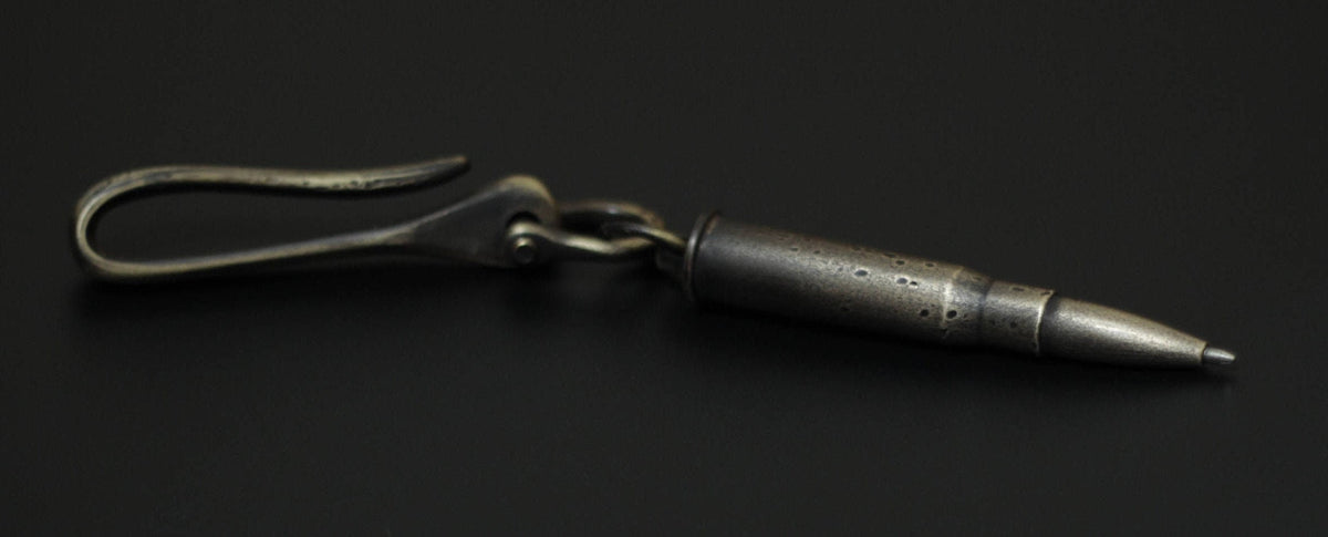 Writers Bullet Pen - Battle Distressed Solid Brass Belt Loop Hook Pendant Keepsake Keychain Accessory / Writer / Poet / EDC / Lanyard