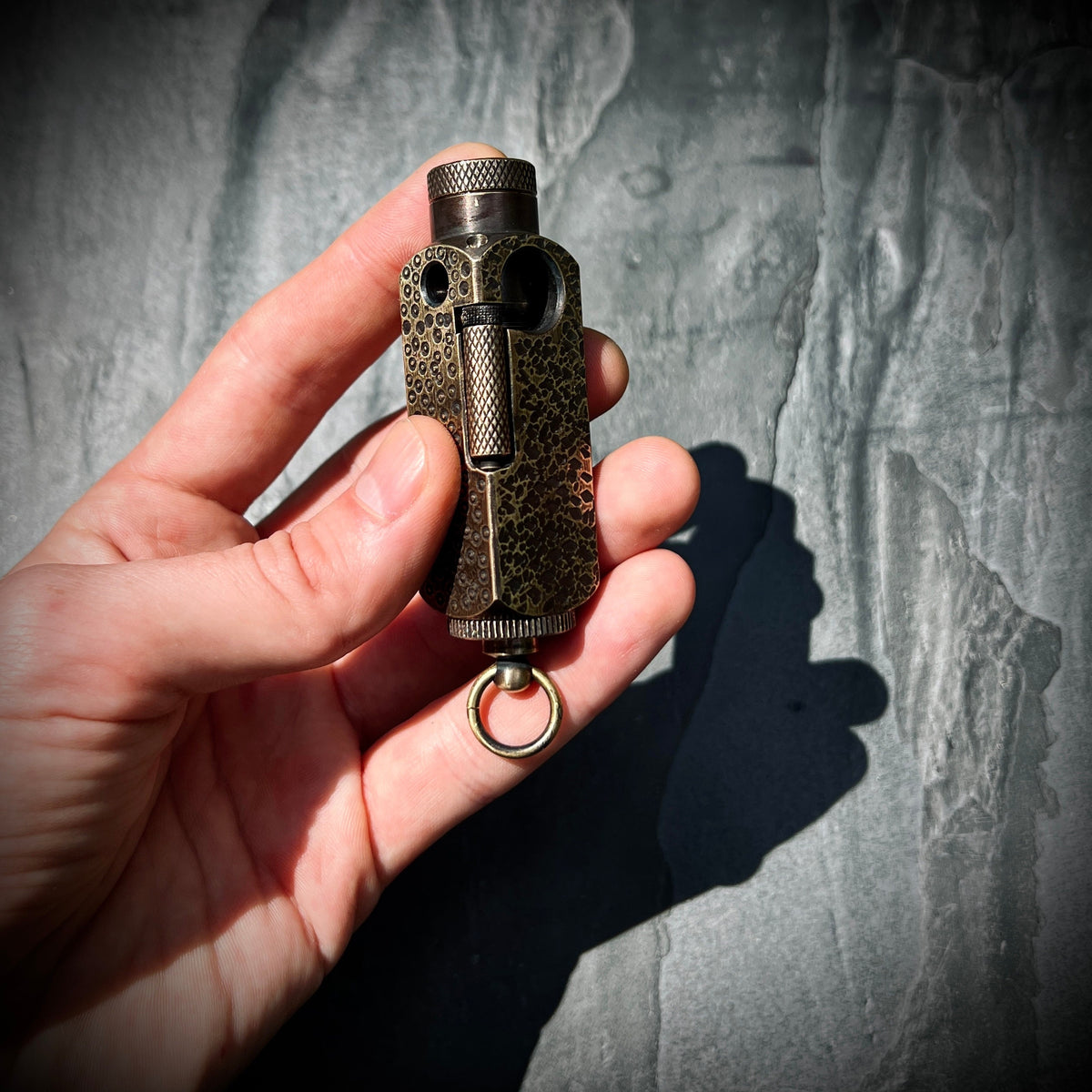 Distressed & Oxidised Vintage Patina Battle Worn Abstract Solid Brass Heavy Metal Trench Art War Lighter / EDC / Everyday Carry / Collectors