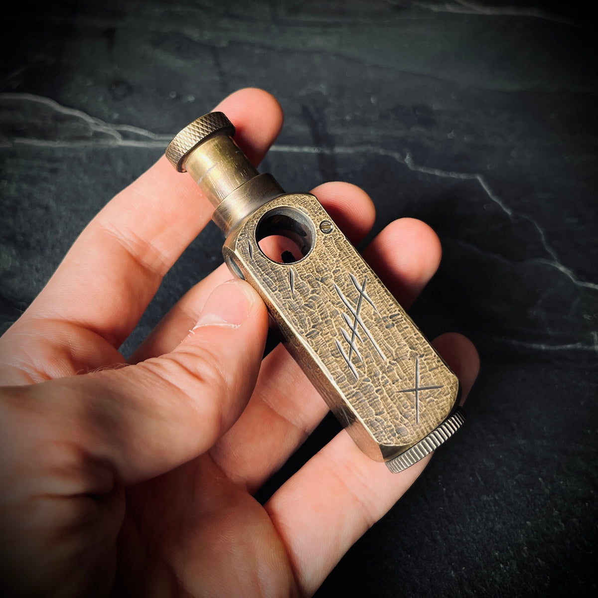 Battle Worn Handmade EDC Distressed Rustic Engraved Brass Vintage Trench Style Lighter