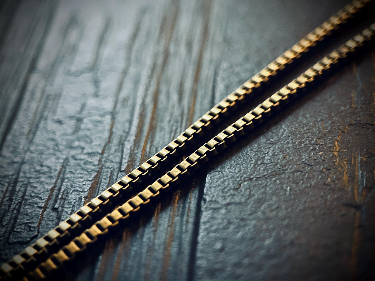 Slim Minimalist Rustic Brass Box Chain Necklace for Matching Pendants - 60cm