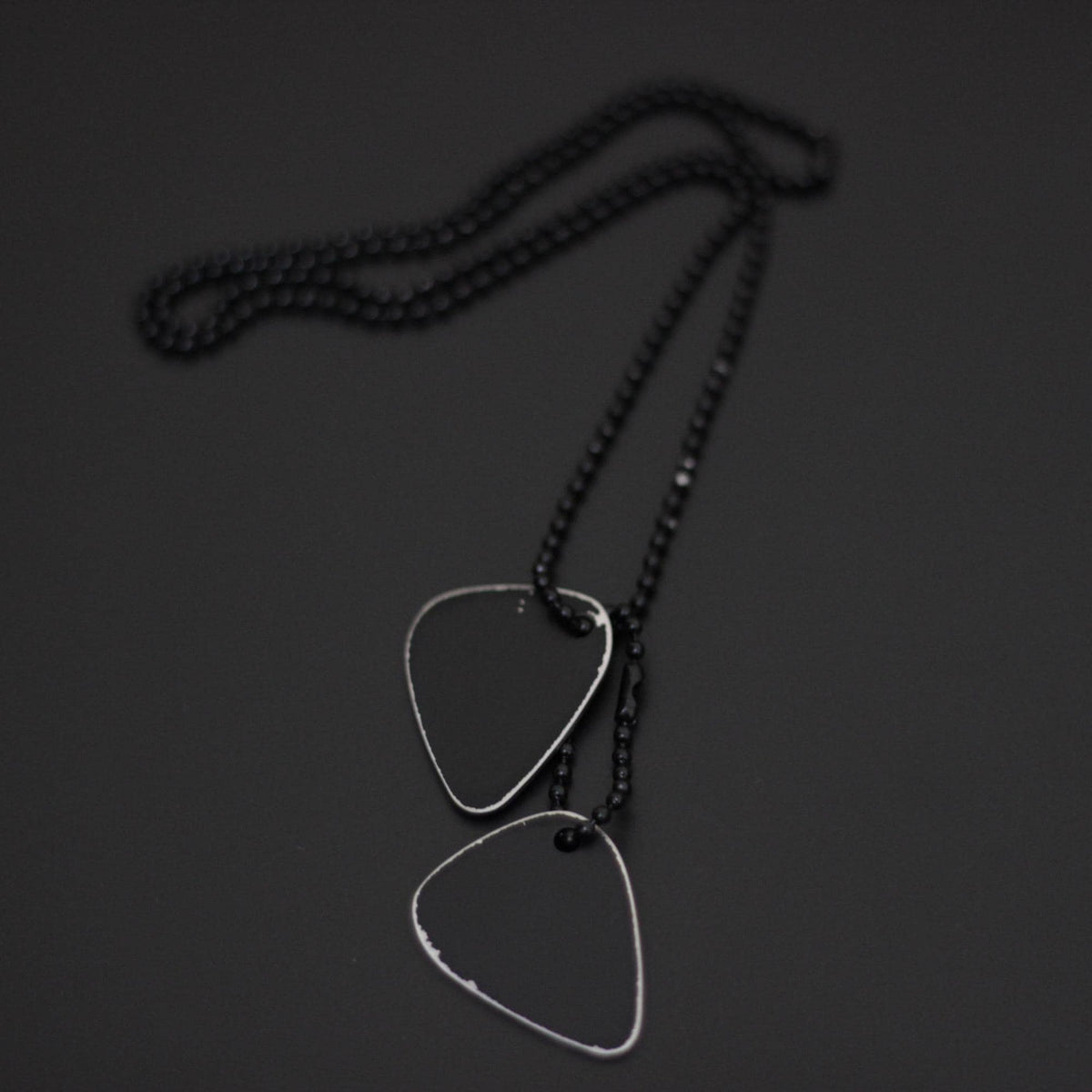 Handmade Matte Black Guitar Pick Necklace: Stainless Steel Musician Pendant