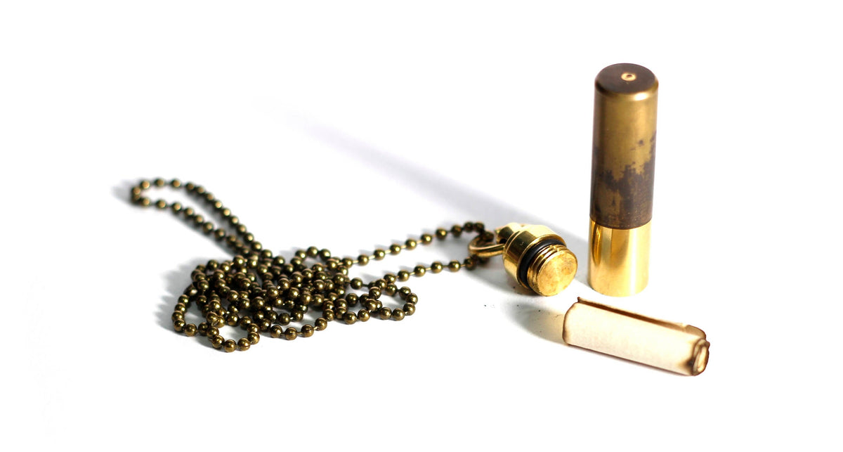 High Contrast 2-Tone Brass Vial Necklace: Waterproof Stash Capsule Pendant
