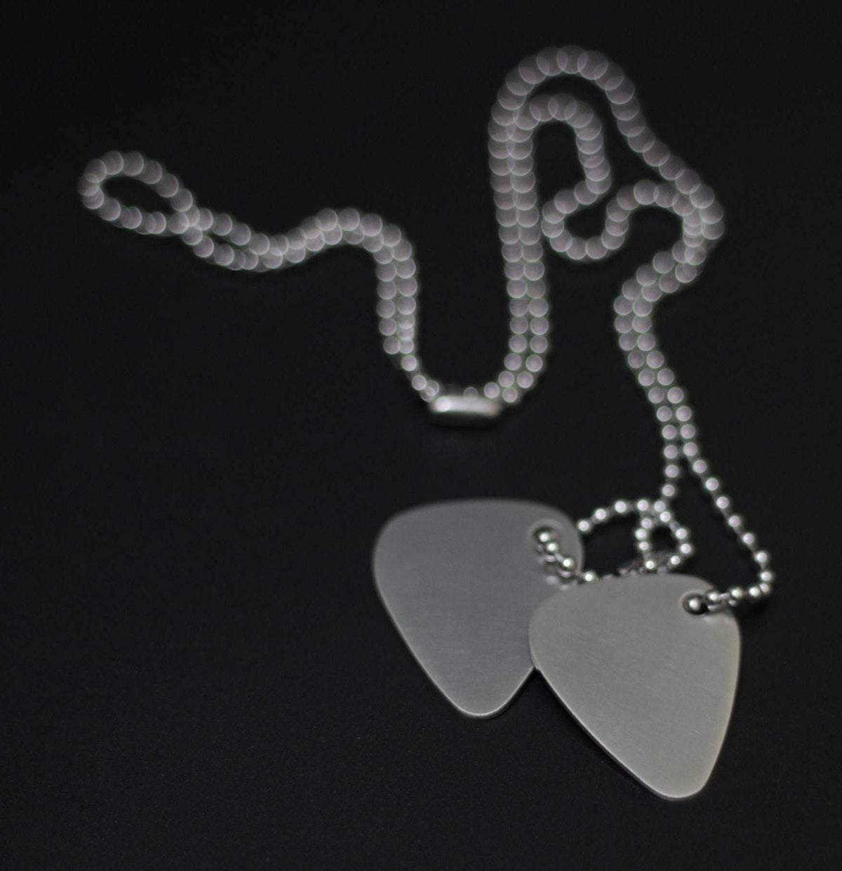 Brushed Stainless Steel Guitar Pick Necklace, Minimalist Dog Tag Design
