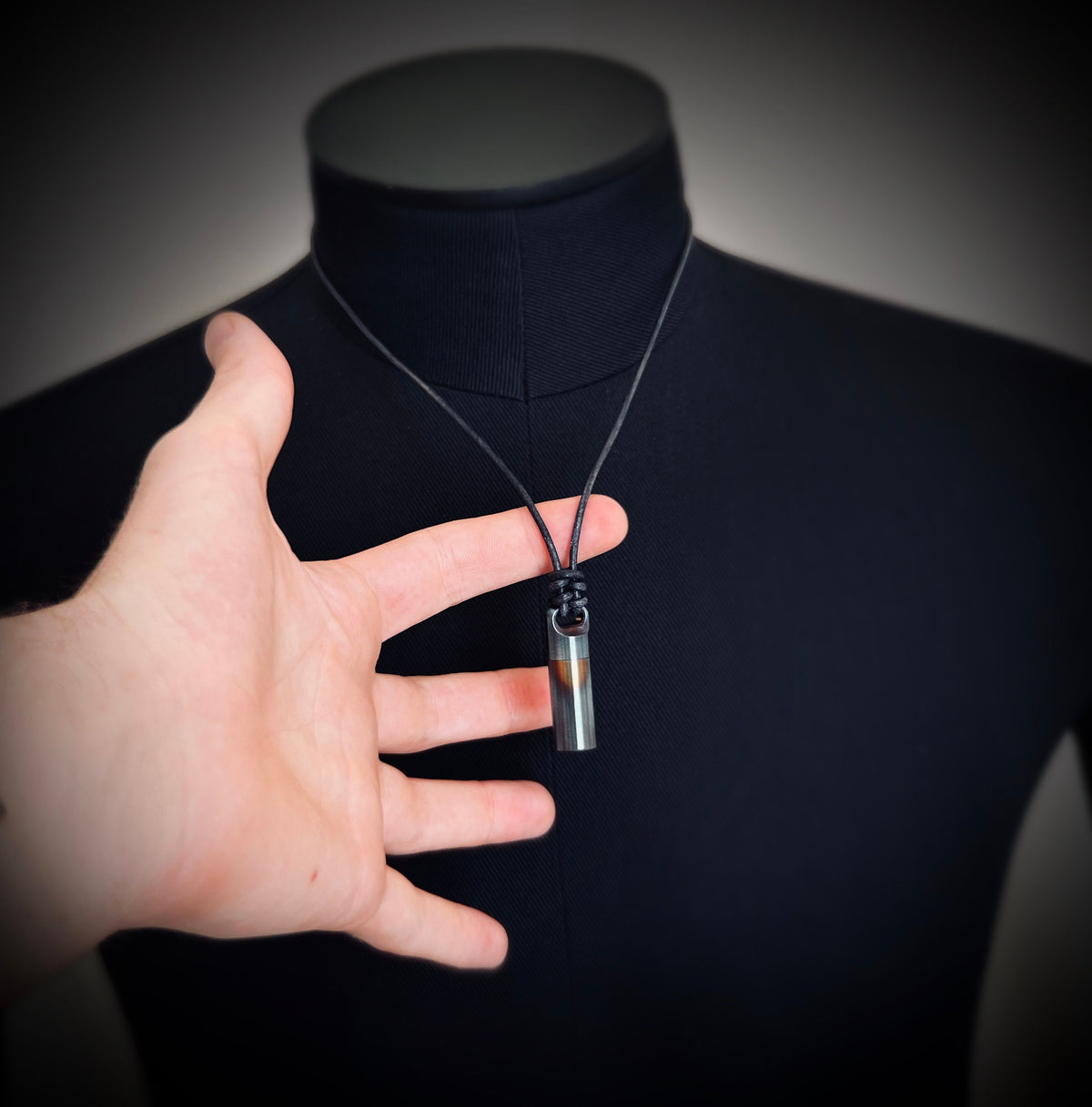 Rainbow Pearlescent Stainless Steel Small Pill Vial Shotgun Shell Capsule Stash Urn Pendant & Leather Cord Necklace / EDC / Everyday Carry
