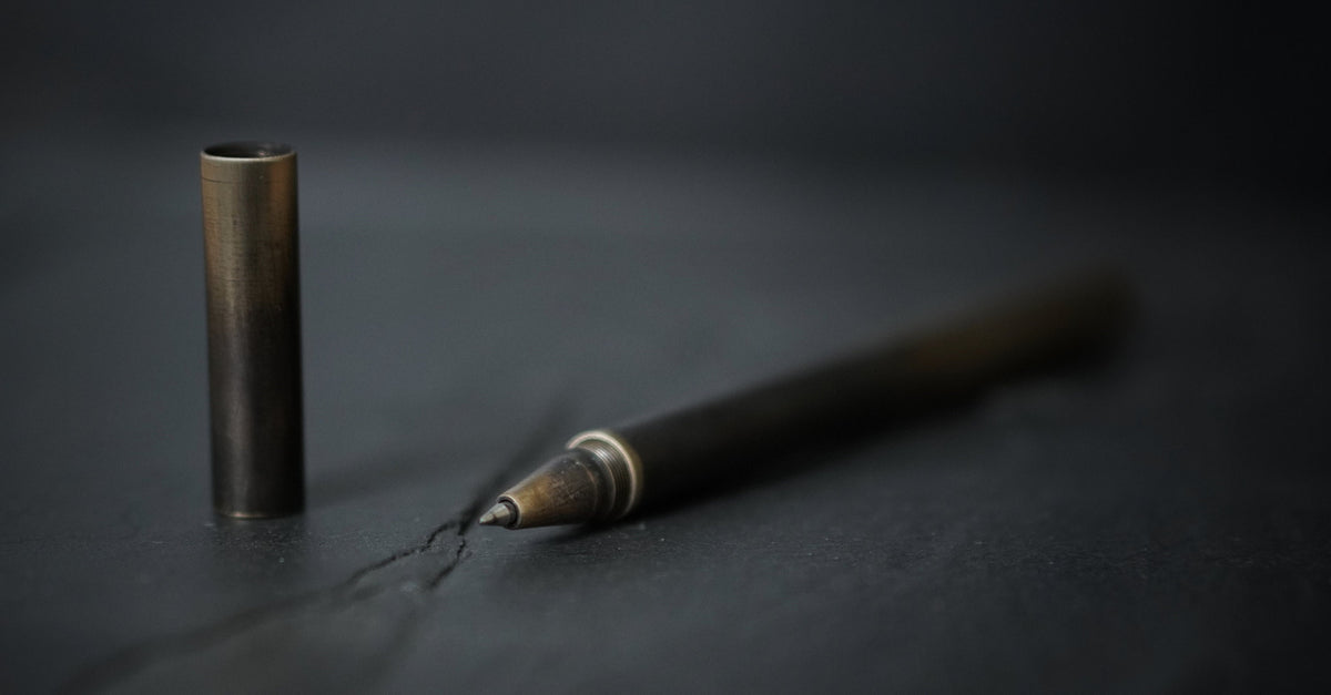 Handmade Two-Tone Solid Brass Pen: Distressed, Oxidized Finish