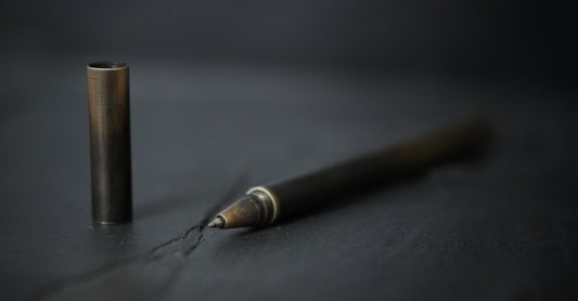 Handmade Two-Tone Solid Brass Pen: Distressed, Oxidized Finish